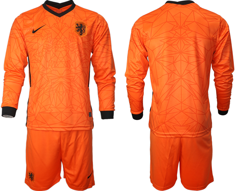 Men 2021 European Cup Netherlands orange Long sleeve goalkeeper Soccer Jersey->netherlands(holland) jersey->Soccer Country Jersey